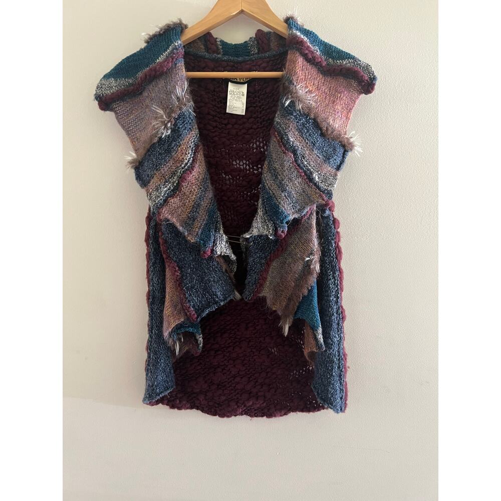 M.&Kyoko Artsy Vest Wool Blend Mixed Media Knit Multicolored Size One Size  JL